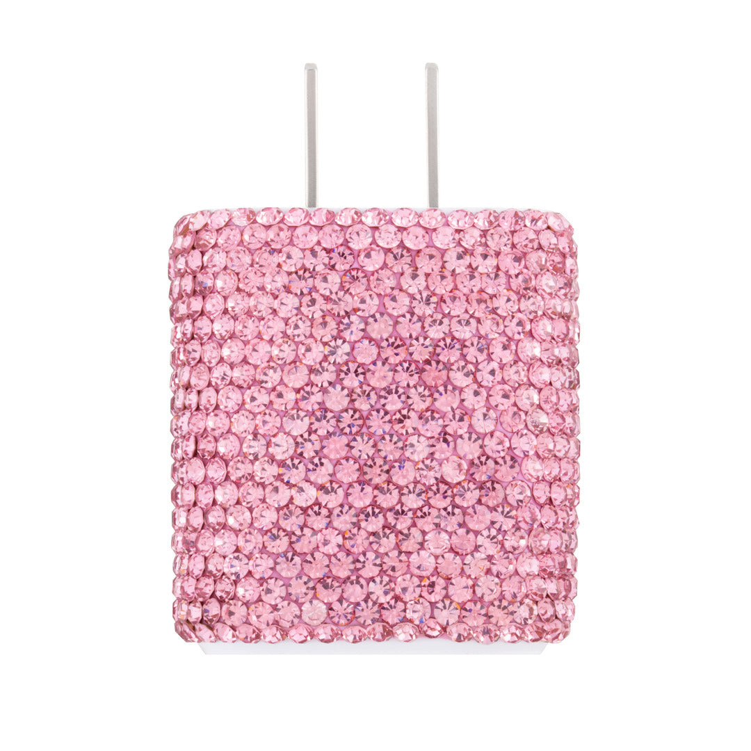 Glam up your power needs with the RIKI Crystal Charging Cube in Pink
