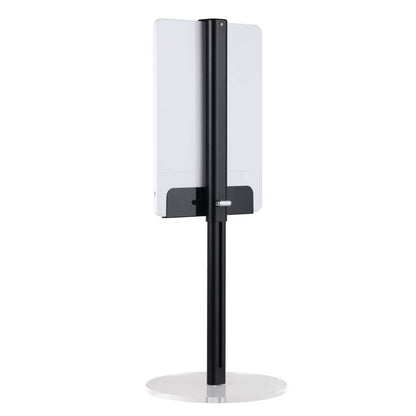 Back view of the portable RIKI Skinny Vanity Stand in black, showcasing its sleek design