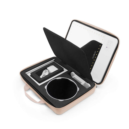 Elegant Champagne Gold RIKI Carry Case for Makeup Mirror – Travel in Luxury!