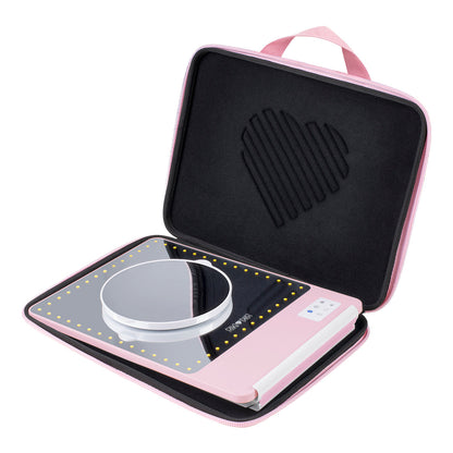 Opened Pink RIKI Carry Case for Skinny Magnification Mirror – Easy Access, Stylish!