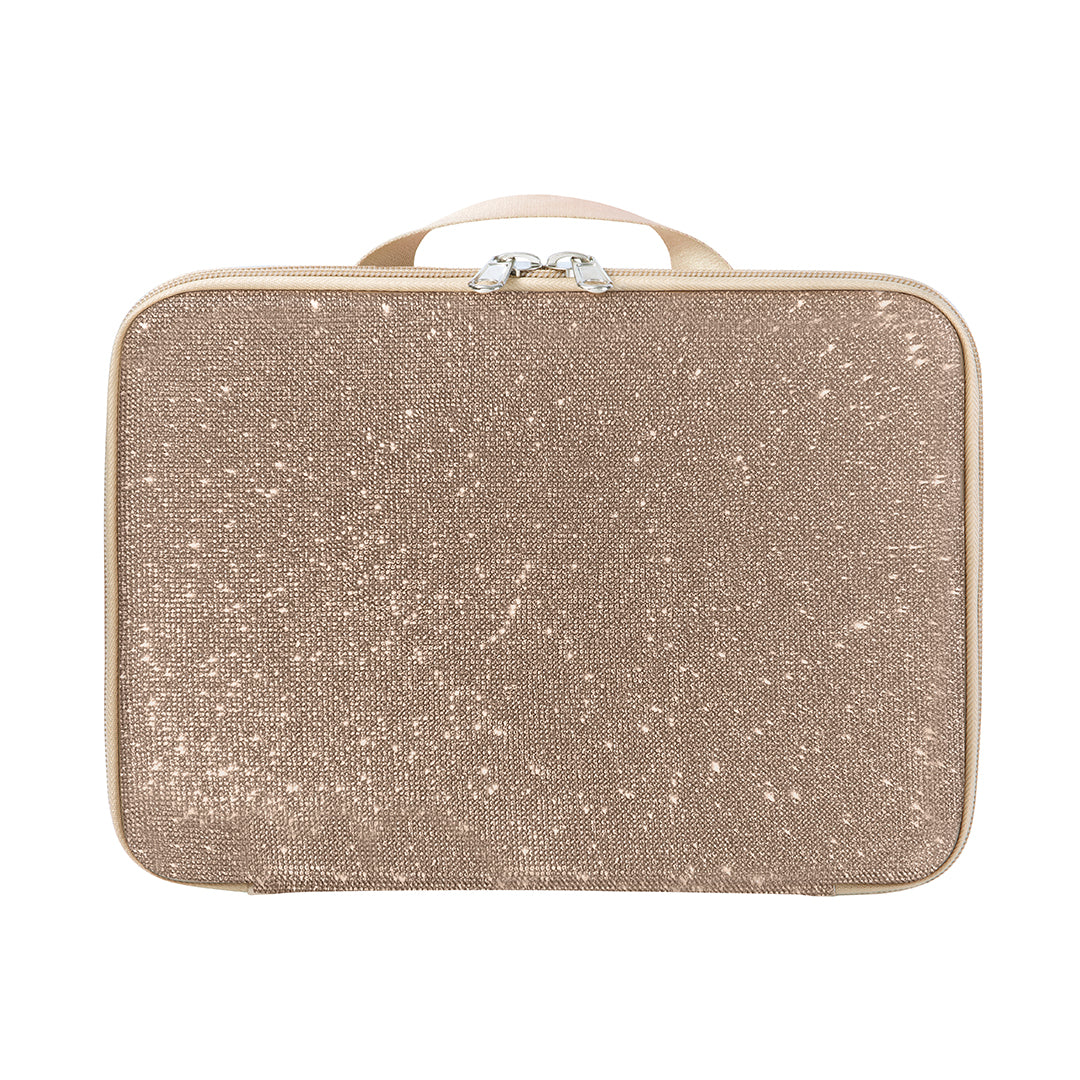 Luxurious Sparkle Gold RIKI Carry Case for Skinny Magnification Mirror – Perfect for Professionals!