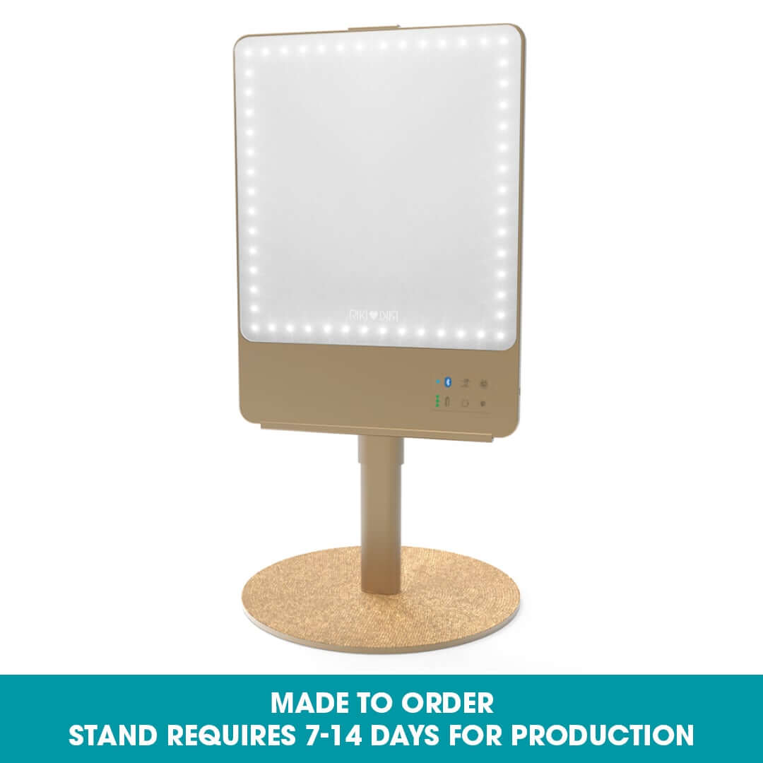 RIKI Skinny Vanity Stand in sparkle gold, ideal for a chic vanity setup.