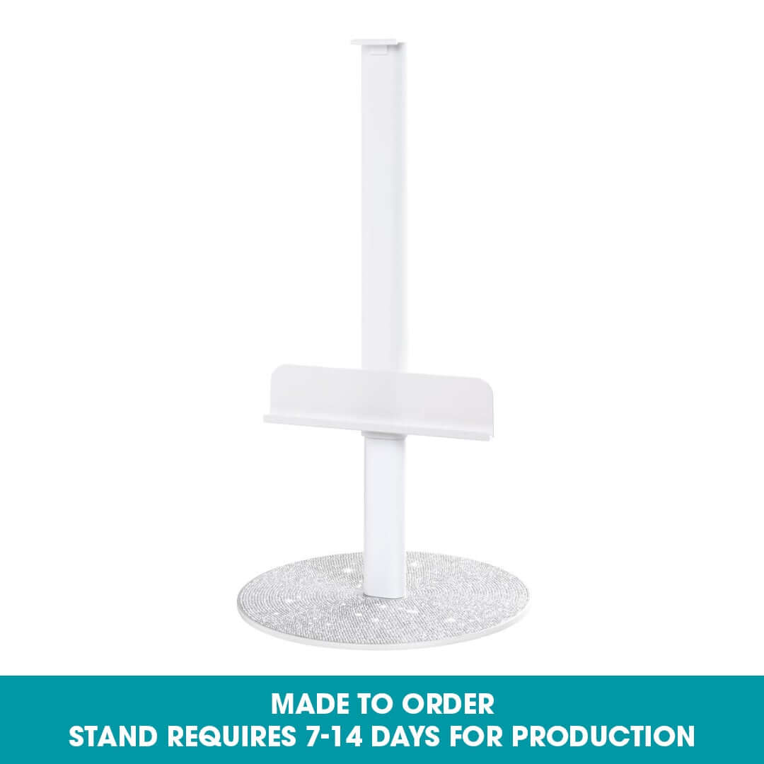 RIKI Skinny Vanity Stand in sparkle white, an essential accessory for your vanity.