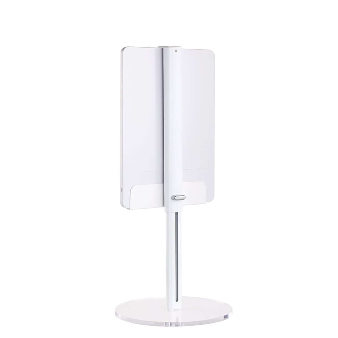 Back view of the RIKI Skinny Vanity Stand in white, showcasing its sleek design