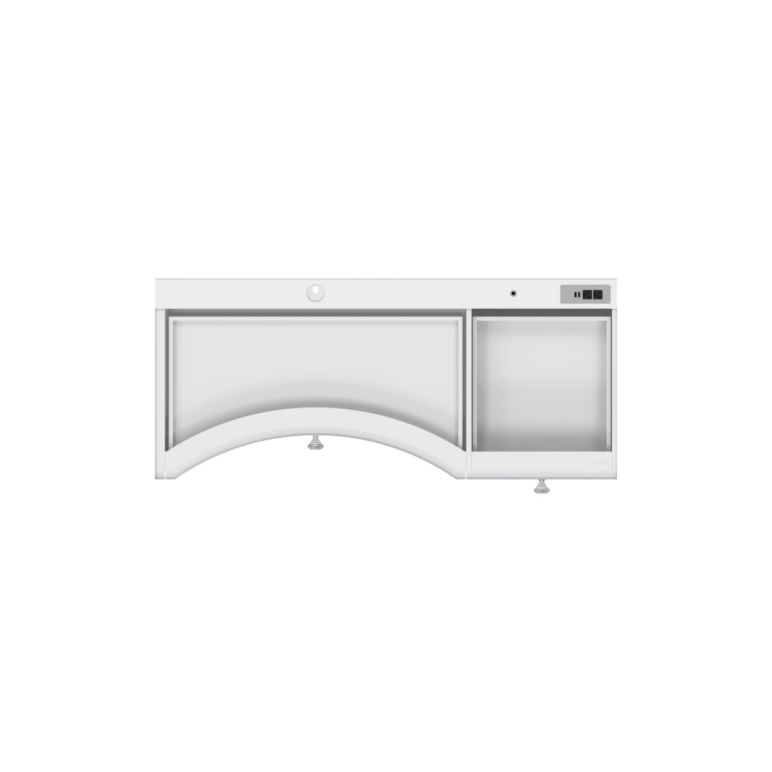 Premium Power vanity small table with built-in power outlets, a more convenient option than Impressions Vanity.