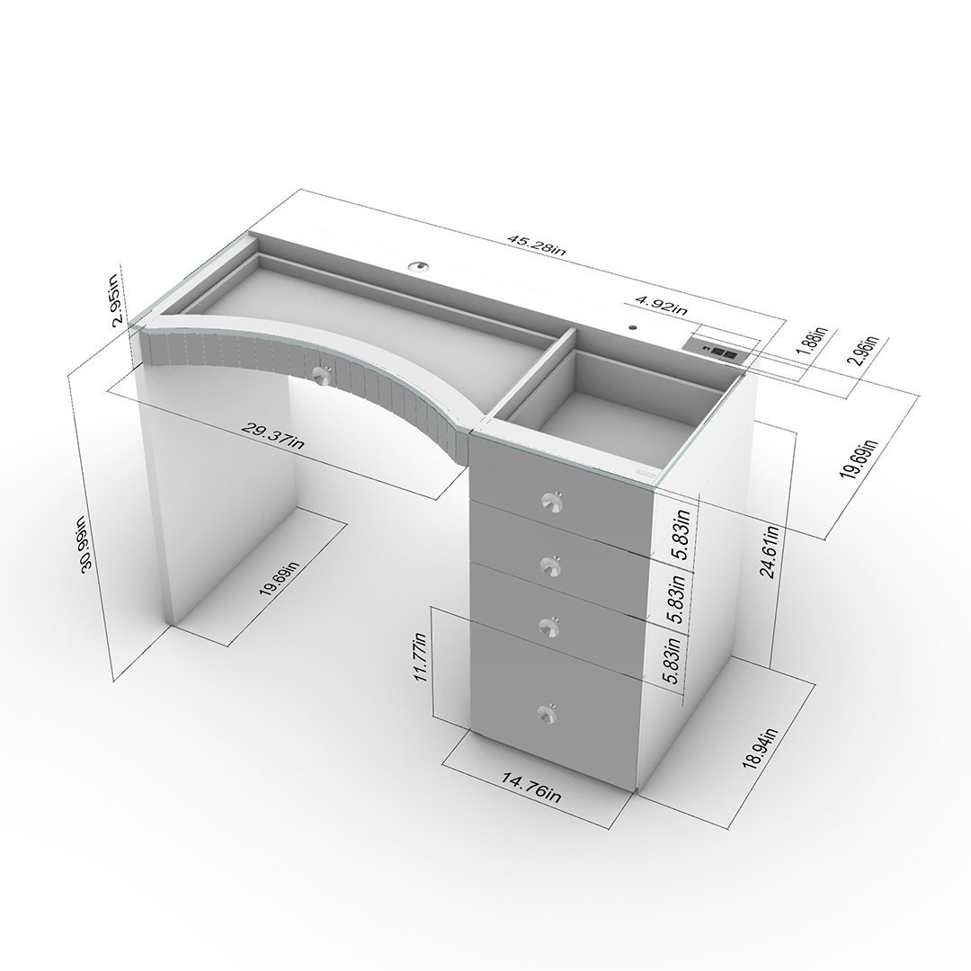 Hollywood Mirror and Power Vanity Bundle dimensions, stylish small mirrored vanity that offers luxury and convenience beyond Impressions Vanity and SlayStation tables.