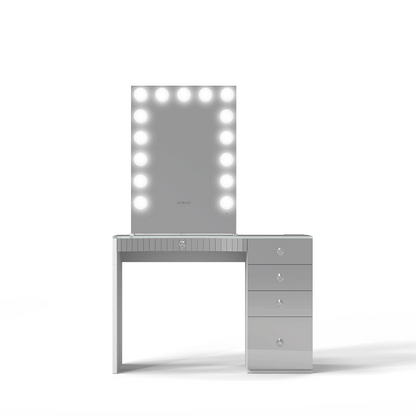 Side view of the Hollywood-style vanity mirror by RIKI LOVES RIKI, offering superior quality compared to Impressions Vanity and SlayStation tables.