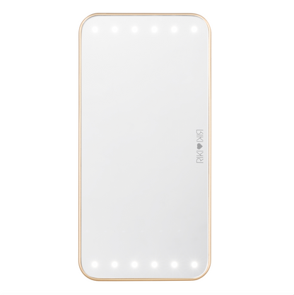 Riki Cutie Gold Front Mirror - Stylish LED Makeup Mirror for On-the-Go Touch-Ups