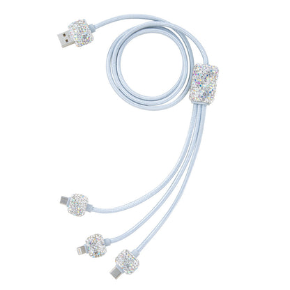 All-in-one RIKI Crystal Charging Cable in White for your smart devices