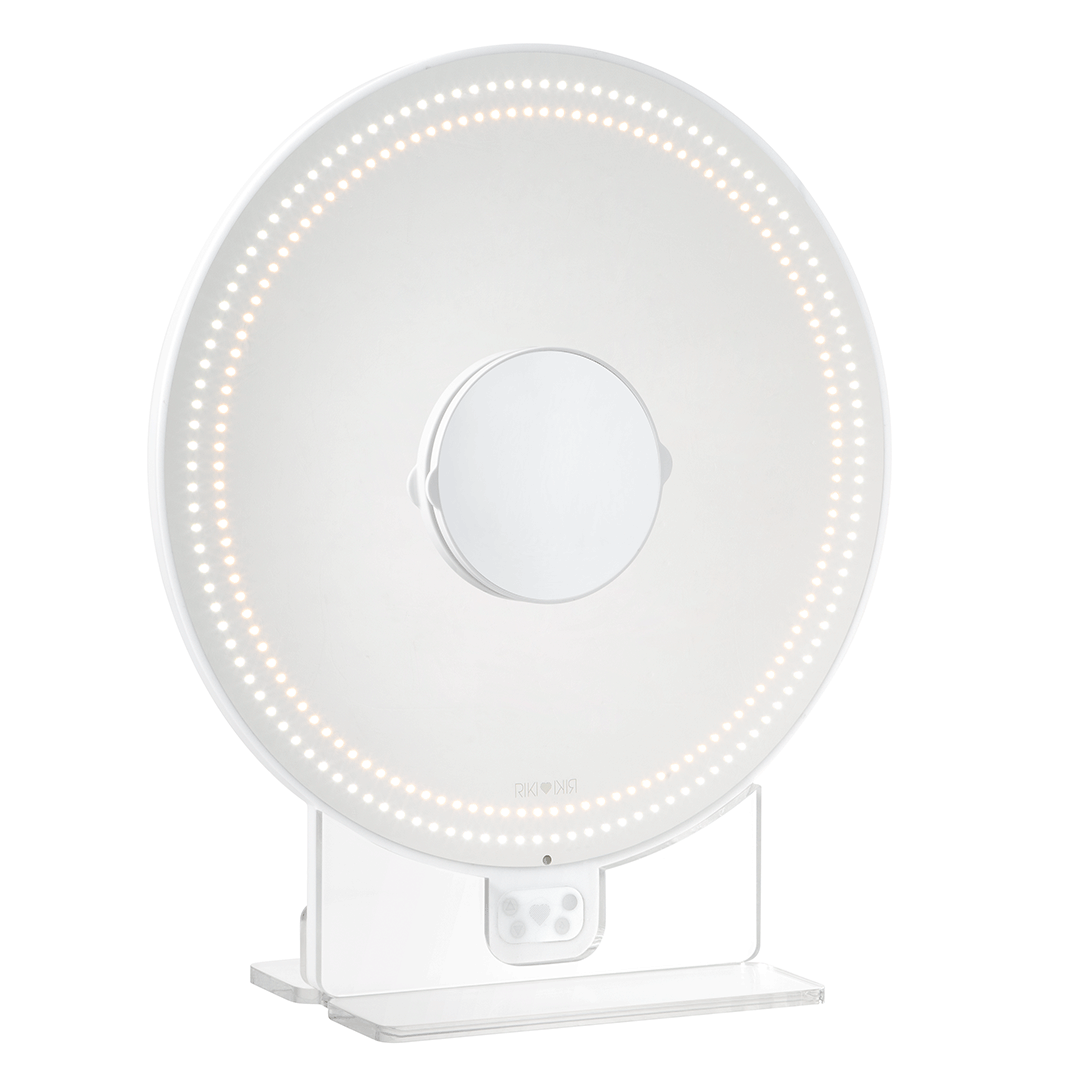 RIKI SASSY round LED mirror perfect for content creators on social media.