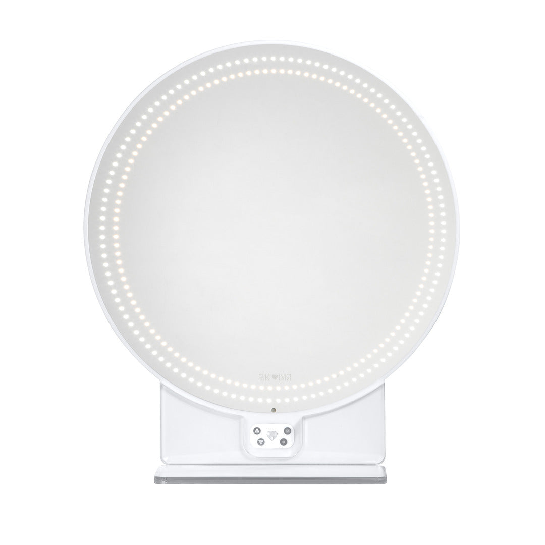 RIKI SASSY round mirror with Bluetooth selfie function and magnetic attachments.