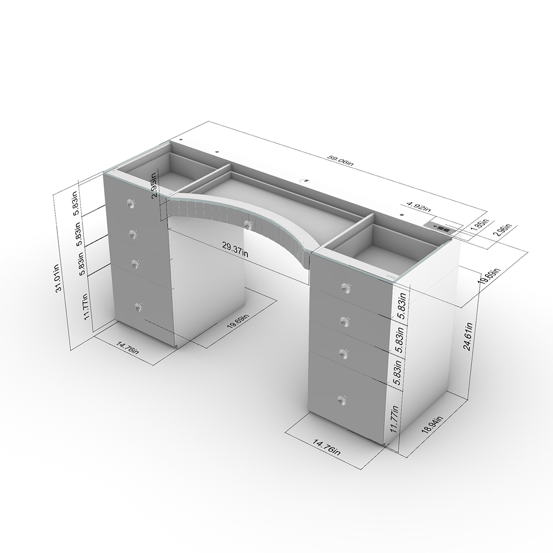 Riki Loves Riki Sassy Mirror Power Vanity Bundle - Mirrored Large Dimensions: Detailed view of the large luxury mirror with adjustable lighting and remote control.