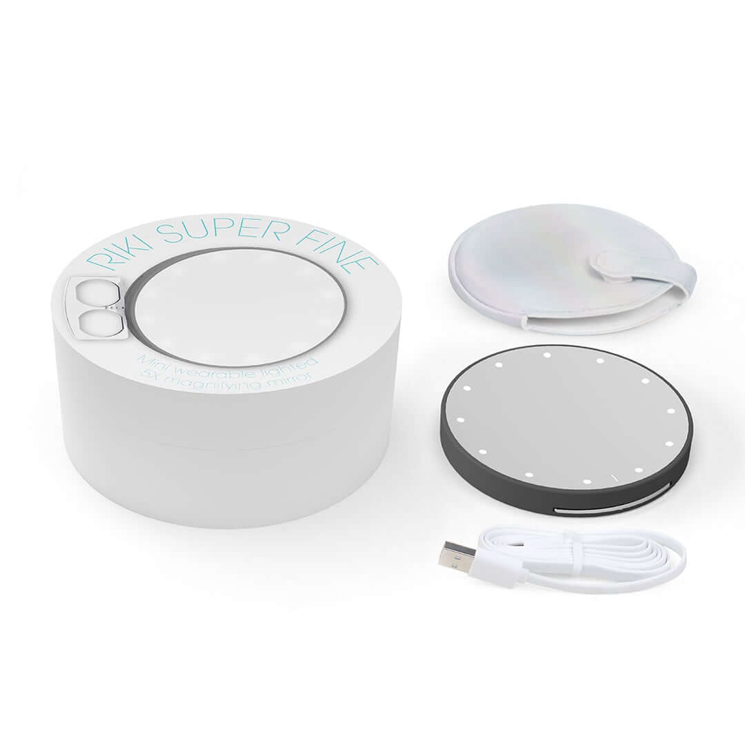 Upgrade your beauty routine with the RIKI SUPER FINE 5X dimmable LED mirror