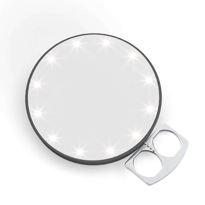 Take glam on the go with the portable RIKI SUPER FINE 5X LED mirror